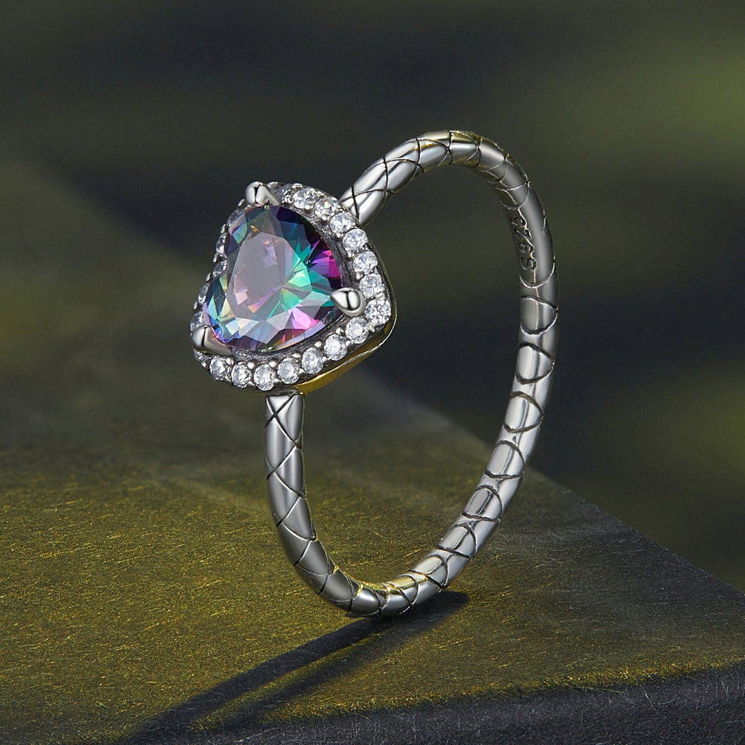 925 Sterling Silver Heart 8mm CZ Ring Size 6 for Women