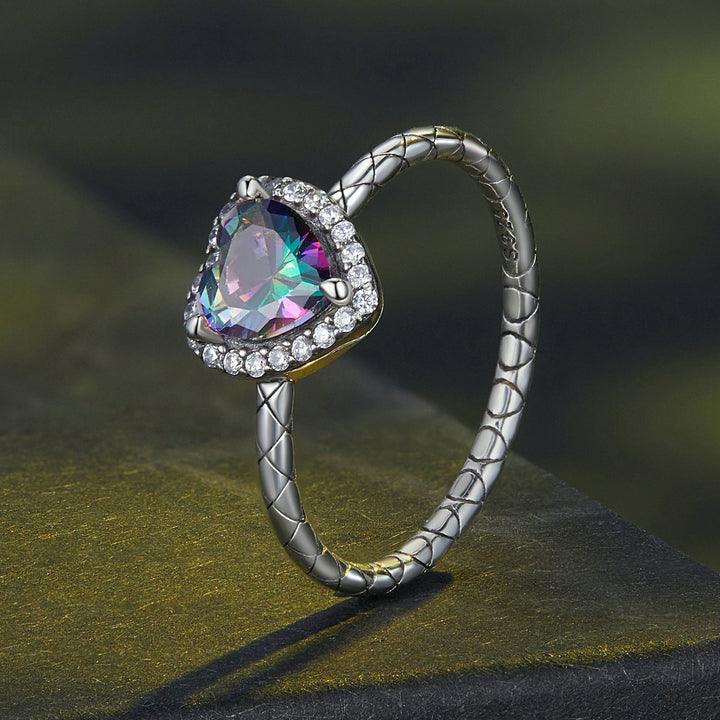 925 Sterling Silver Heart 8mm CZ Ring Size 6 for Women