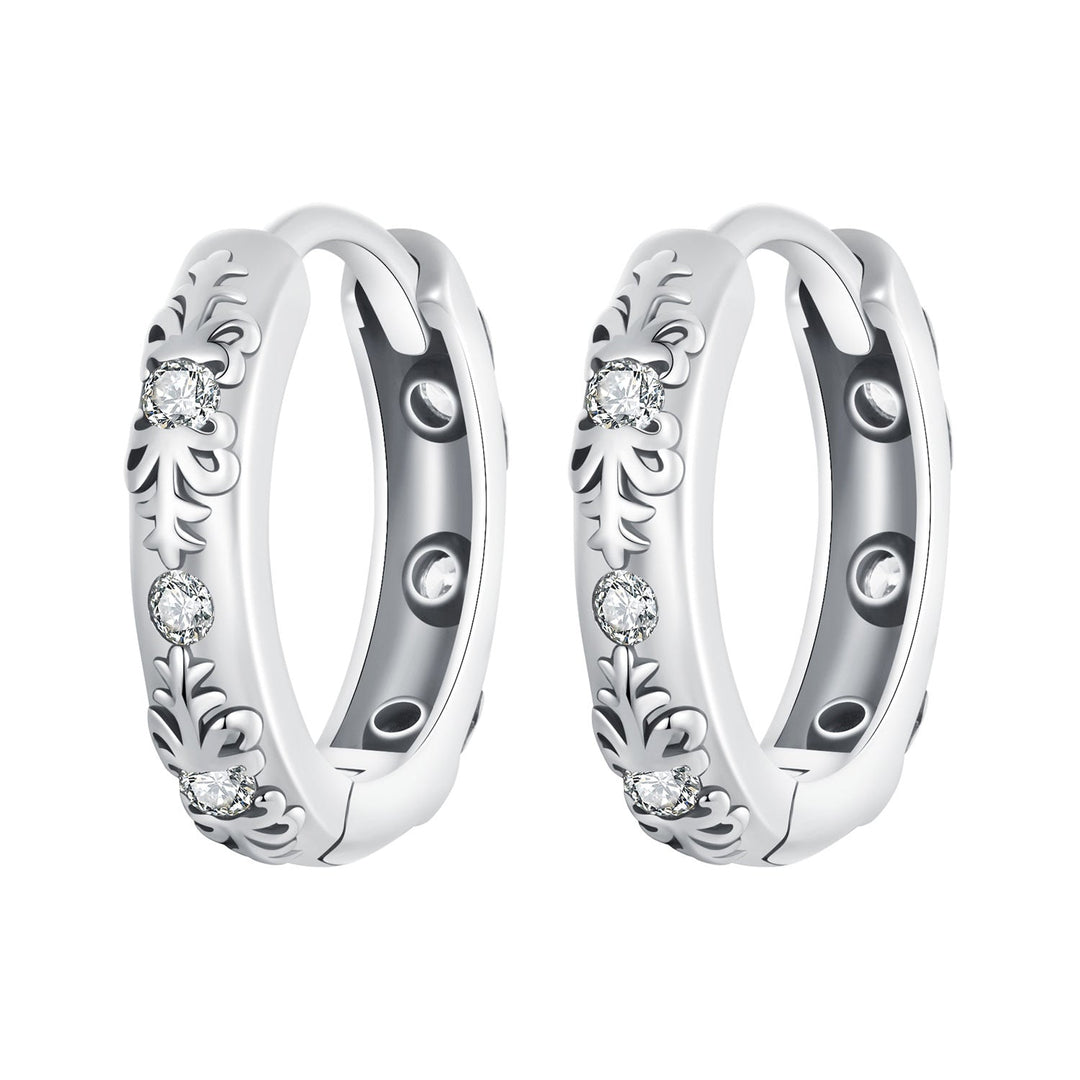 925 Sterling Silver Earrings with Oxidized Finish and Pavé Setting CZ for Women