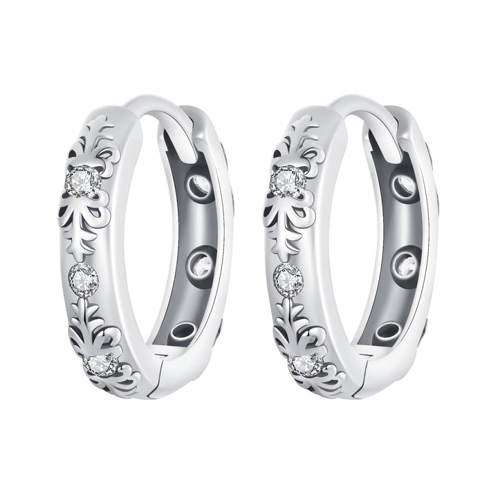 925 Sterling Silver Earrings with Oxidized Finish and Pavé Setting CZ for Women