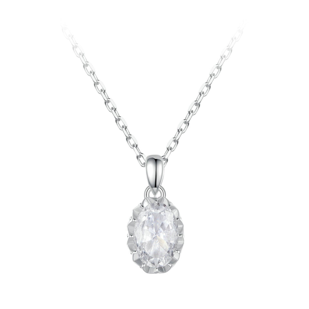 925 Sterling Silver 1 Carat Moissanite Necklace with Pavé Setting, 400 mm Length for Women