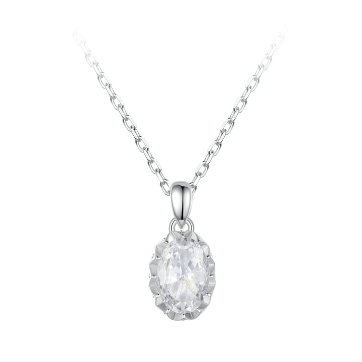 925 Sterling Silver 1 Carat Moissanite Necklace with Pavé Setting, 400 mm Length for Women