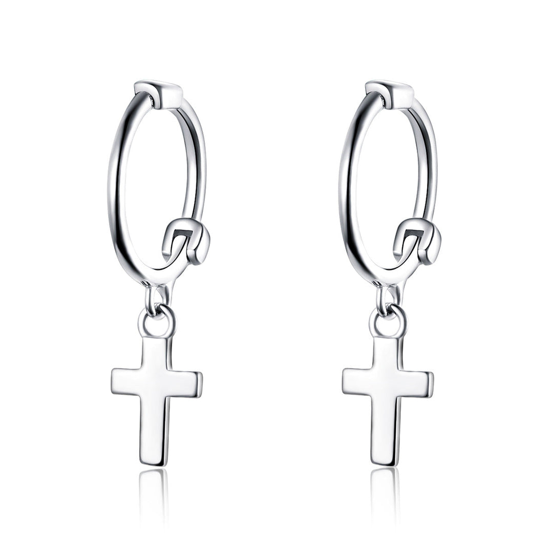 925 Sterling Silver Earrings Plated Platinum 1.9*0.5cm for Women