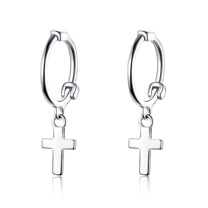 925 Sterling Silver Earrings Plated Platinum 1.9*0.5cm for Women