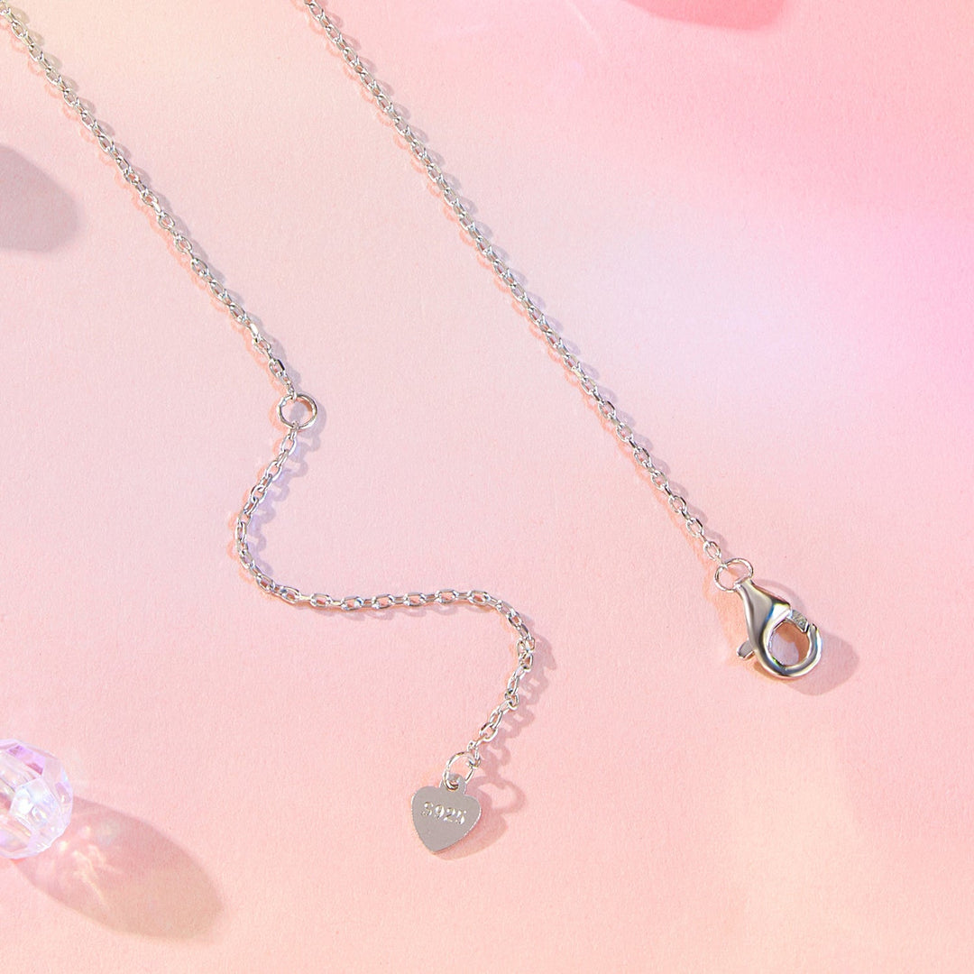925 Sterling Silver Necklace with CZ &amp; Resin Pendant, 18x39mm, Plated with White Gold