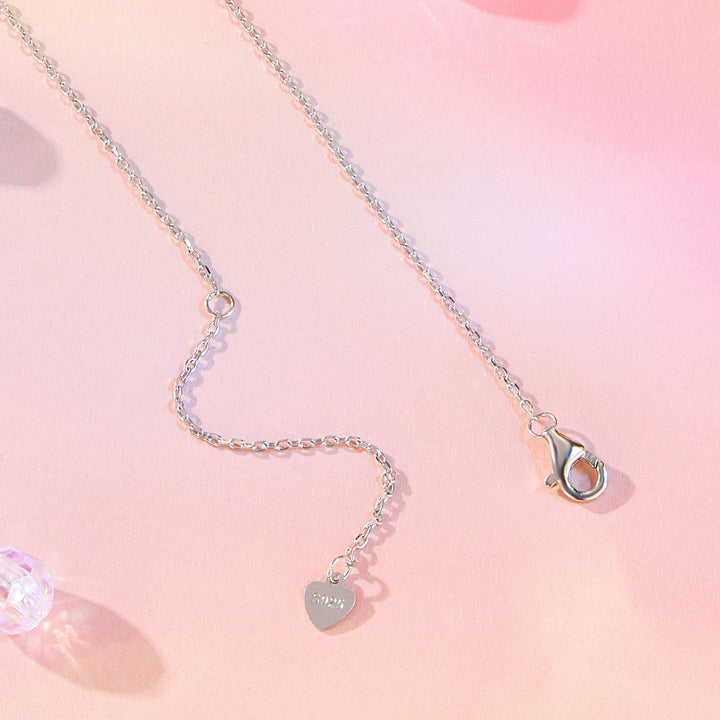 925 Sterling Silver Necklace with CZ &amp; Resin Pendant, 18x39mm, Plated with White Gold