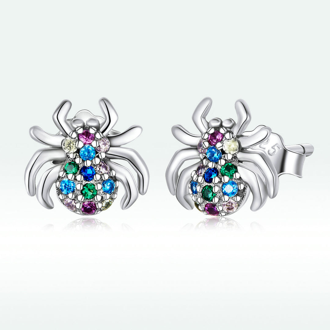 925 Sterling Silver Earrings with Pavé Setting CZ, Oxidized Silver, 0.7*0.8 cm for Women