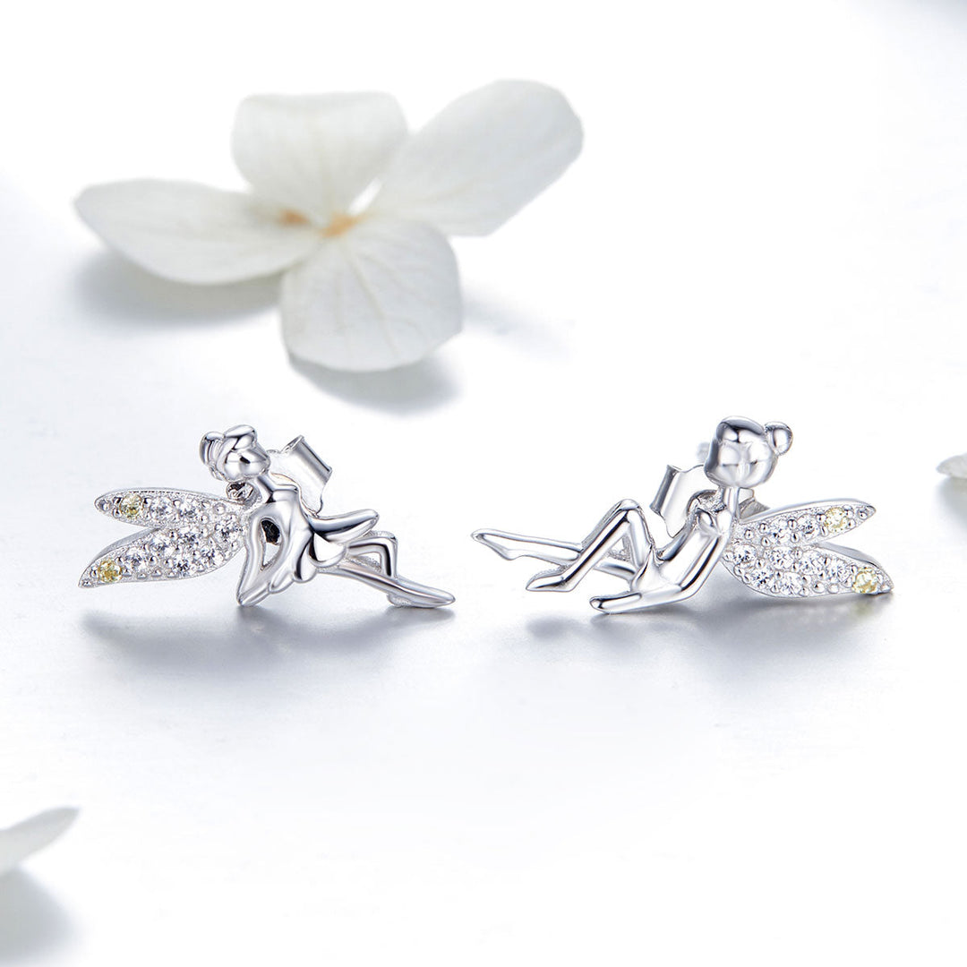 925 Sterling Silver Stud Earrings with CZ, 1.2 x 1.5cm &amp; 1.5 x 0.9cm, Women