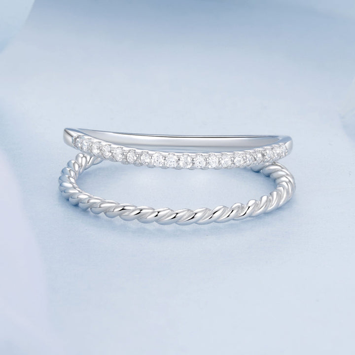 925 Sterling Silver Ring 6.0 Size with Pavé Setting CZ