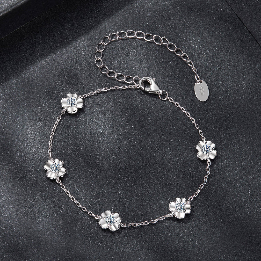 925 Sterling Silver 0.1 Carat Moissanite Bracelet for Women