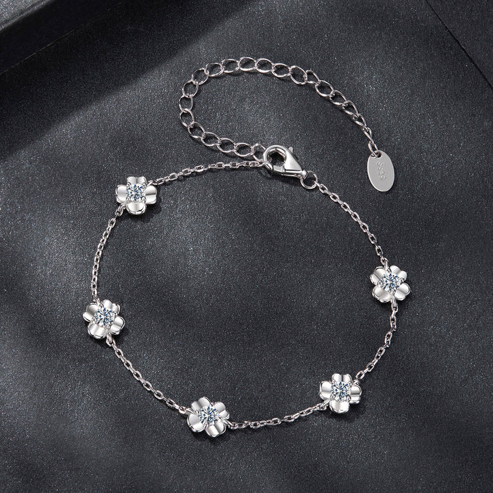 925 Sterling Silver 0.1 Carat Moissanite Bracelet for Women