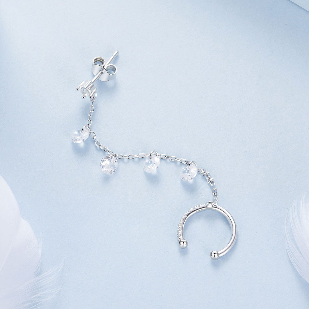 925 Sterling Silver Earrings with Pave Setting CZ - White Gold Plated for Women