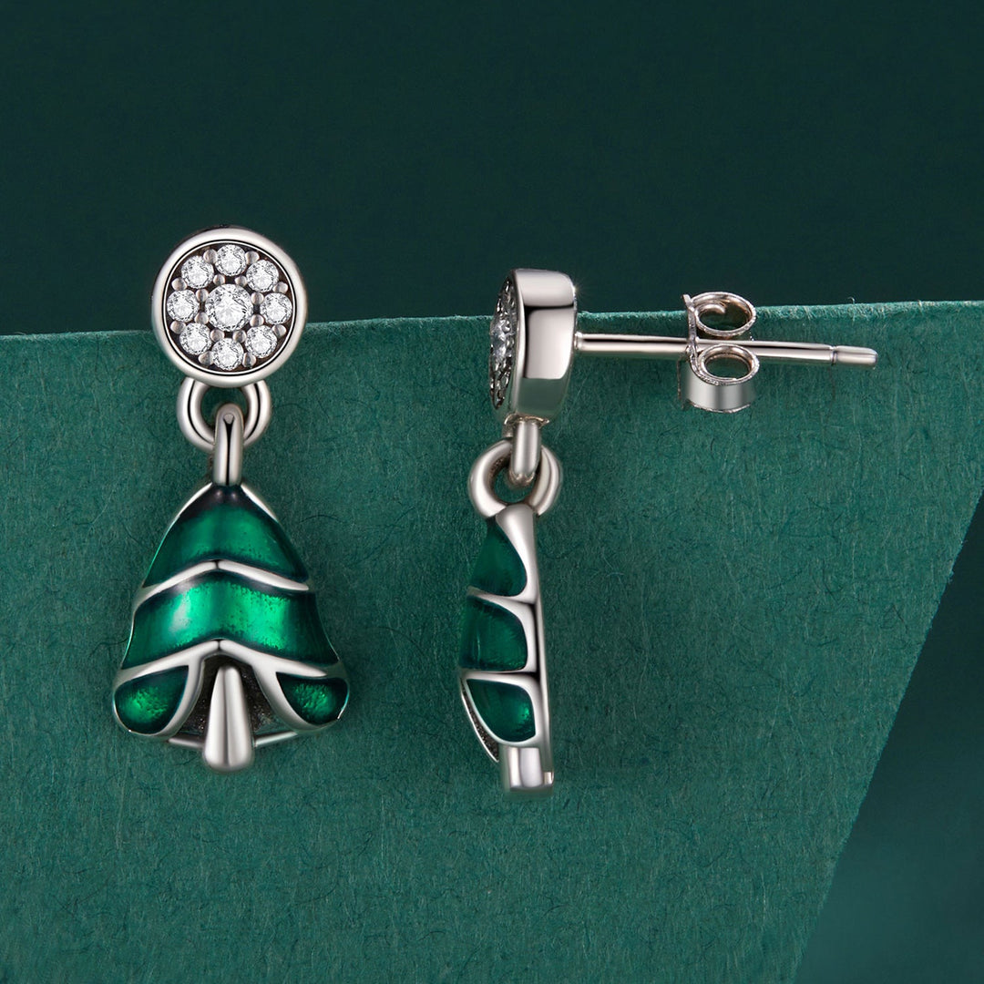 925 Sterling Silver Earrings with Enamel and Pavé Set CZ in Oxidized Silver