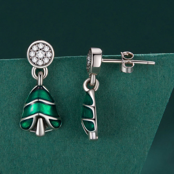 925 Sterling Silver Earrings with Enamel and Pavé Set CZ in Oxidized Silver