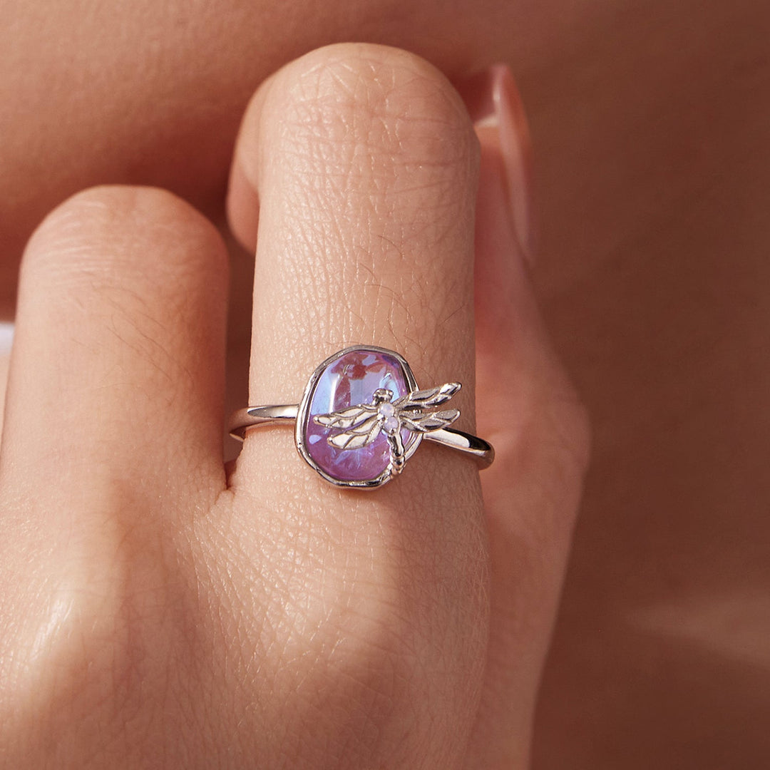925 Sterling Silver Ring with Nano Opal Stone, 0.15 cm Width for Women