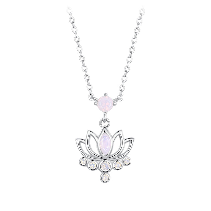 925 Sterling Silver Opal Nanometer Stone Necklace for Women