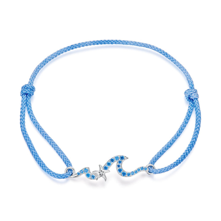 925 Sterling Silver Adjustable White Gold Bracelet with CZ Pendants for Women