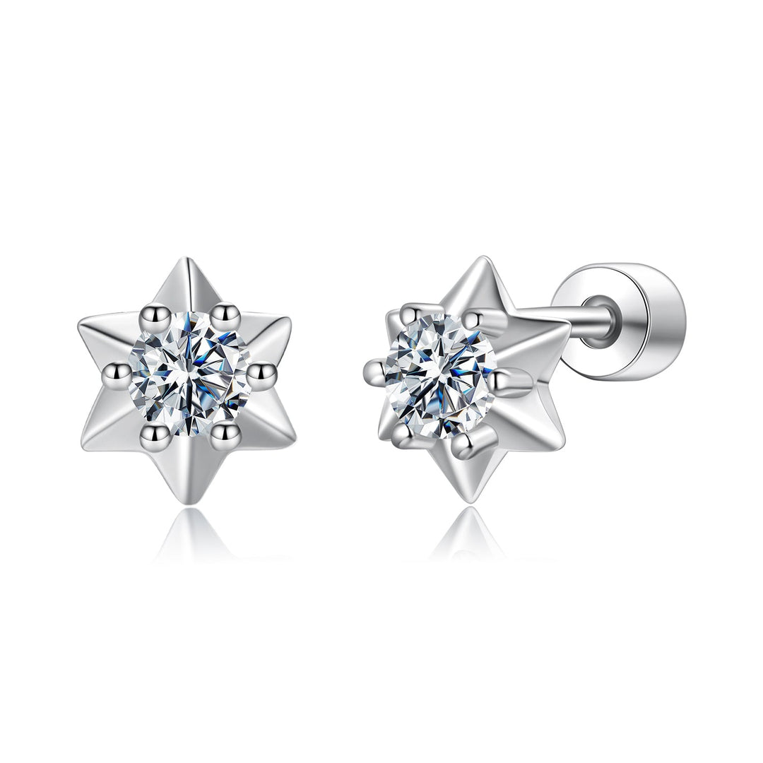 925 Sterling Silver Moissanite 0.10 Carat Earrings for Women