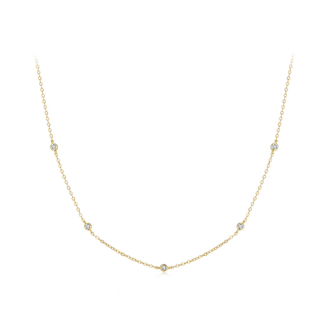 925 Sterling Silver White Gold Plated Adjustable Moissanite Necklace for Women