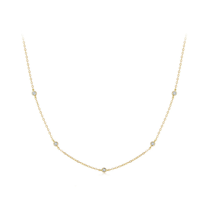 925 Sterling Silver White Gold Plated Adjustable Moissanite Necklace for Women