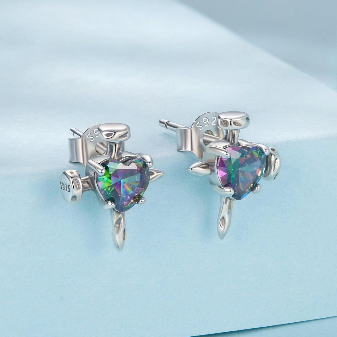 925 Sterling Silver Earrings with Transparent Glass for Women
