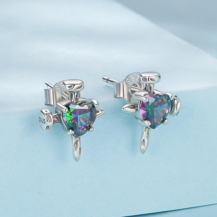 925 Sterling Silver Earrings with Transparent Glass for Women