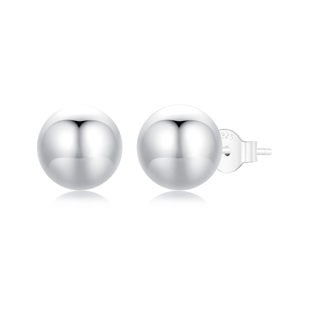 925 Sterling Silver Plated White Gold Earrings - 10mm for Women