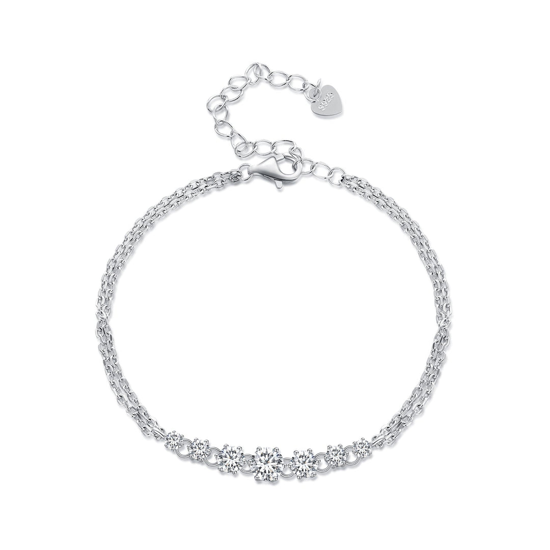 925 Sterling Silver 5MM Moissanite Bracelet for Women