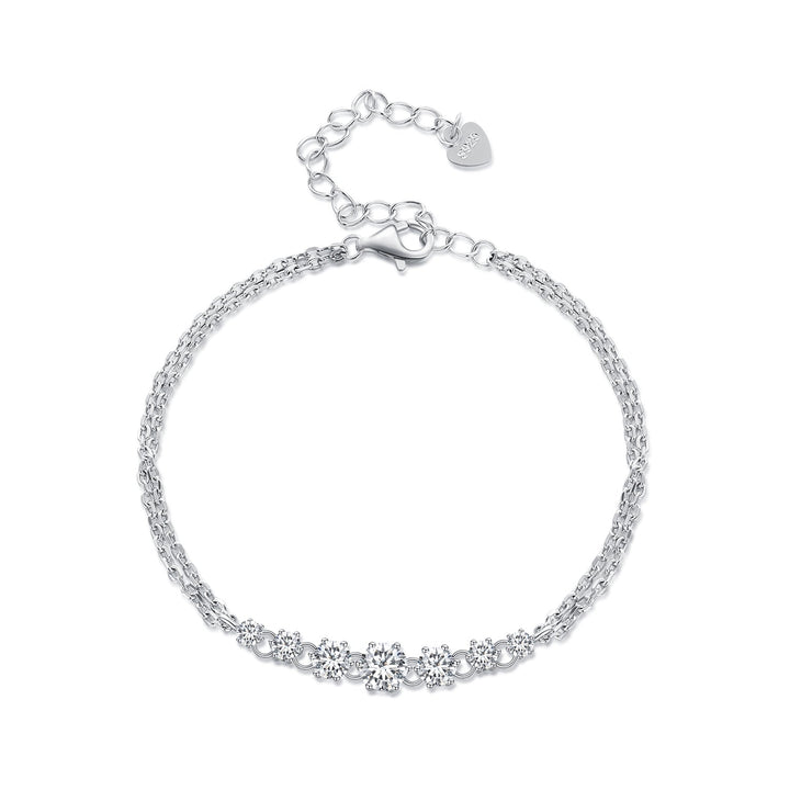 925 Sterling Silver 5MM Moissanite Bracelet for Women