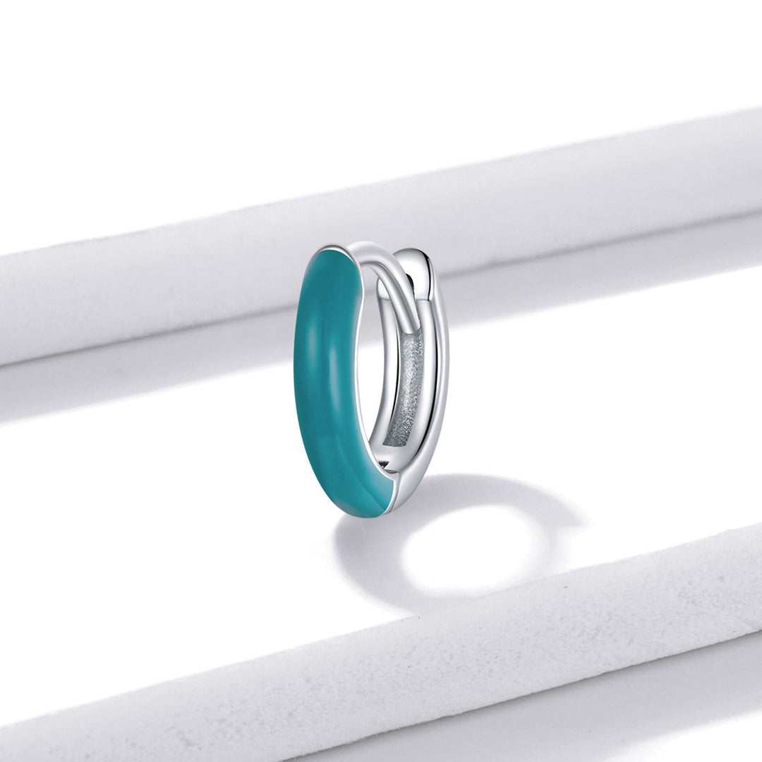 925 Sterling Silver Enamel Earrings 0.7cm for Women