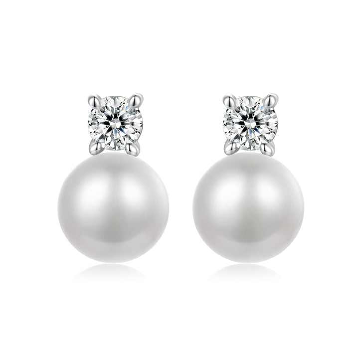 925 Sterling Silver Moissanite 0.1ct Freshwater Pearl Earrings for Women