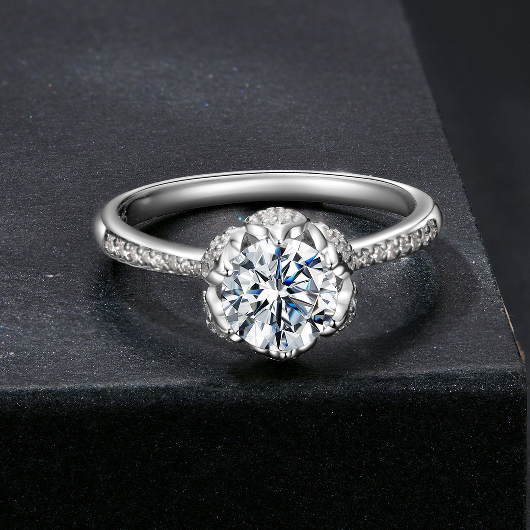 925 Sterling Silver Moissanite Ring 1ct Size 6 White Gold Plated for Women