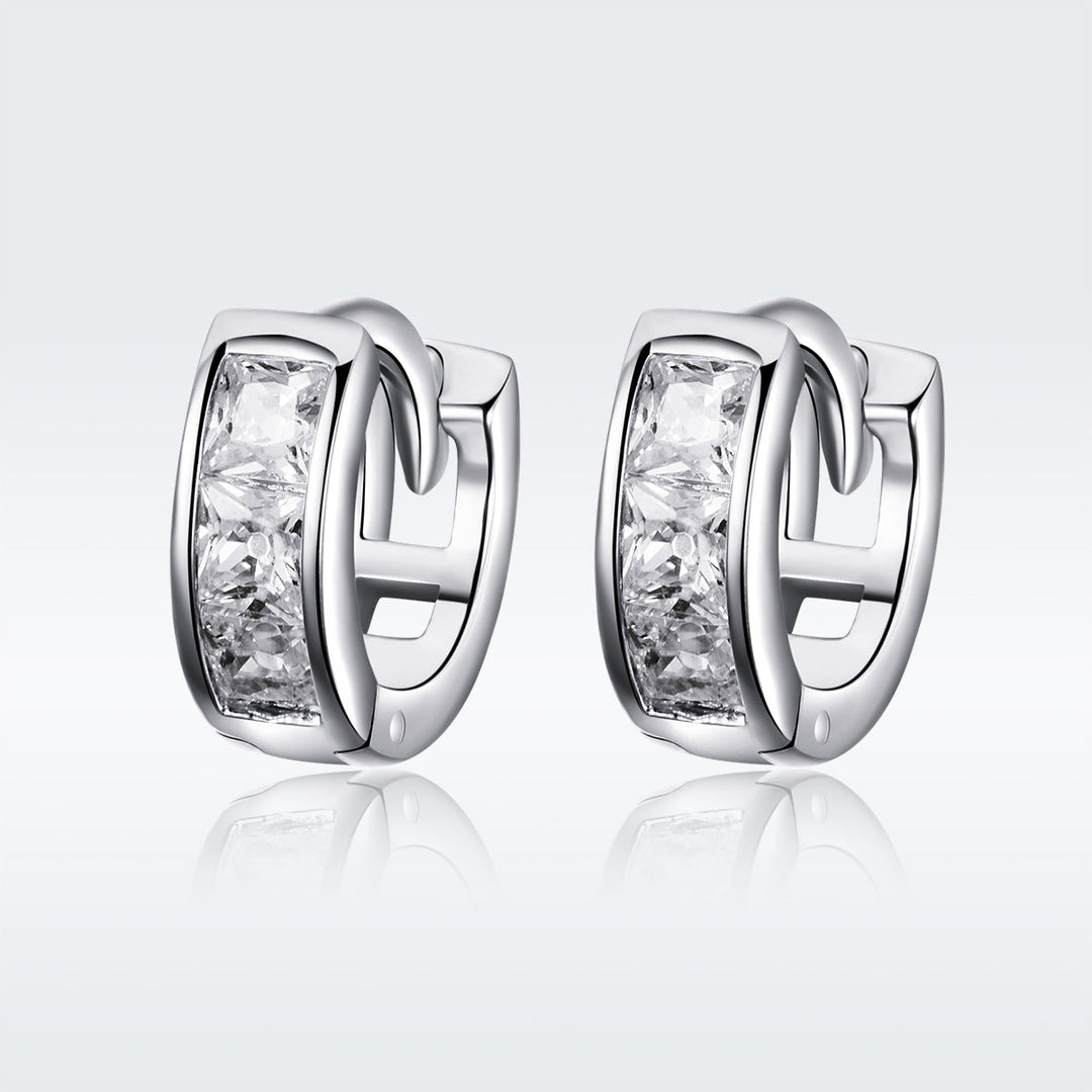 925 Sterling Silver Plated Platinum Pavé Setting CZ Earrings