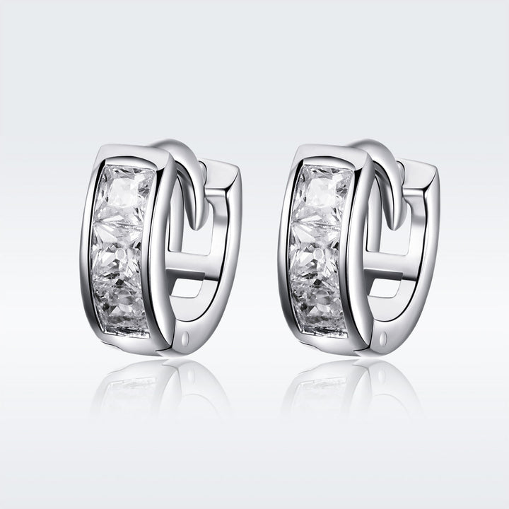 925 Sterling Silver Plated Platinum Pavé Setting CZ Earrings