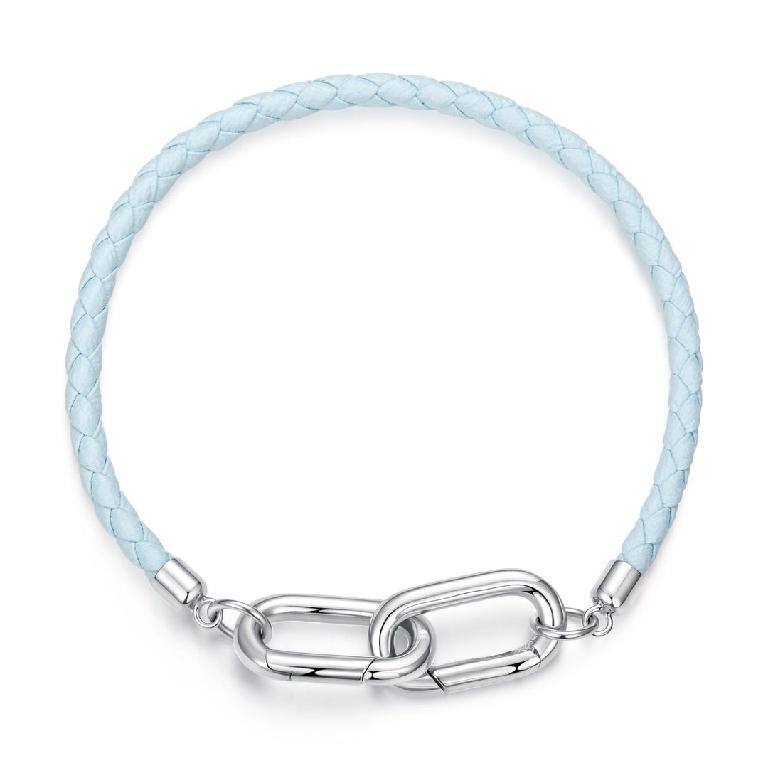 925 Sterling Silver White Gold Plated Hand Rope 17cm Bracelet for Women
