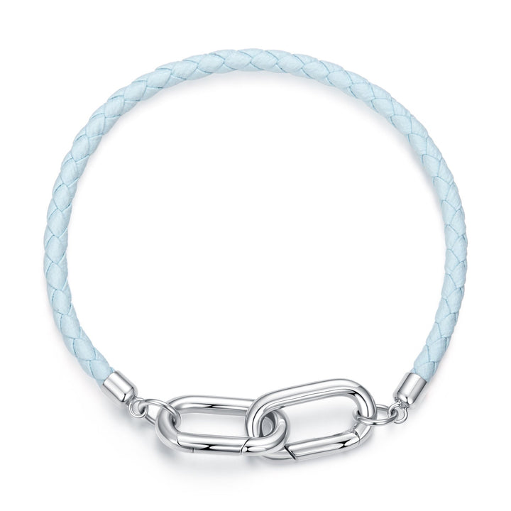 925 Sterling Silver White Gold Plated Hand Rope 17cm Bracelet for Women