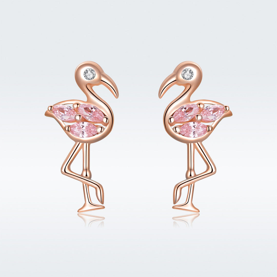925 Sterling Silver 1.5x0.7cm Plated Rose Gold CZ Earrings for Women