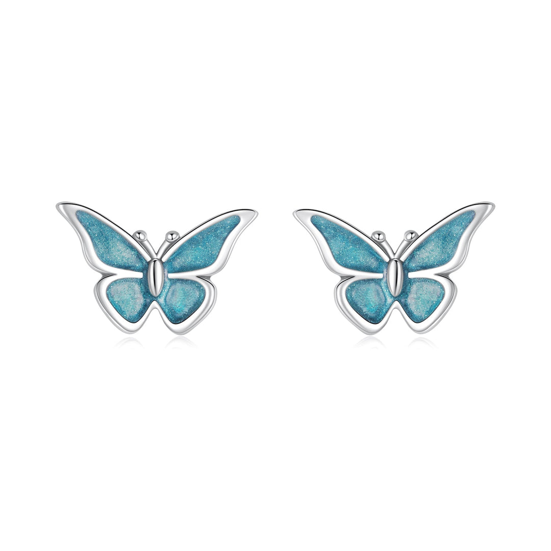 925 Sterling Silver Enamel Oxidized Earrings Size 0.7*1.1cm for Women