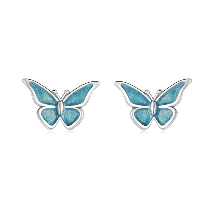 925 Sterling Silver Enamel Oxidized Earrings Size 0.7*1.1cm for Women