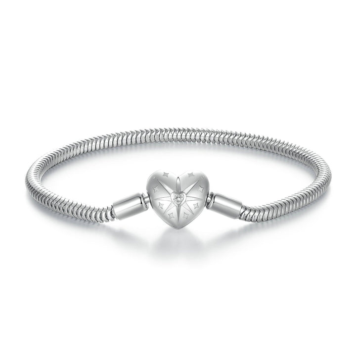 925 Sterling Silver + Pavé Setting White Gold Bracelet 17.0cm for Women