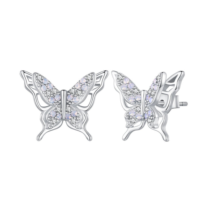 925 Sterling Silver Opal Nanometer Stone Earrings for Women
