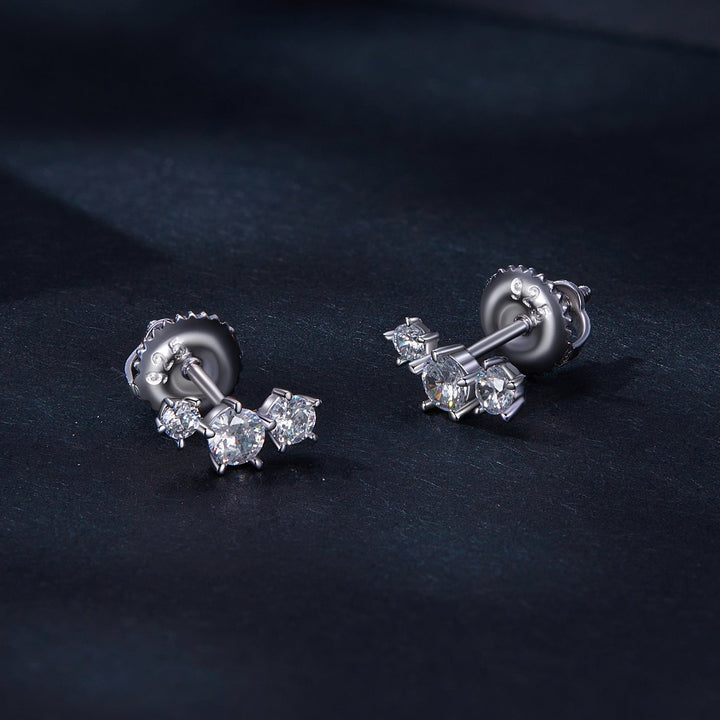 925 Sterling Silver Moissanite 0.01 Carat Earrings Size 4*9mm for Women