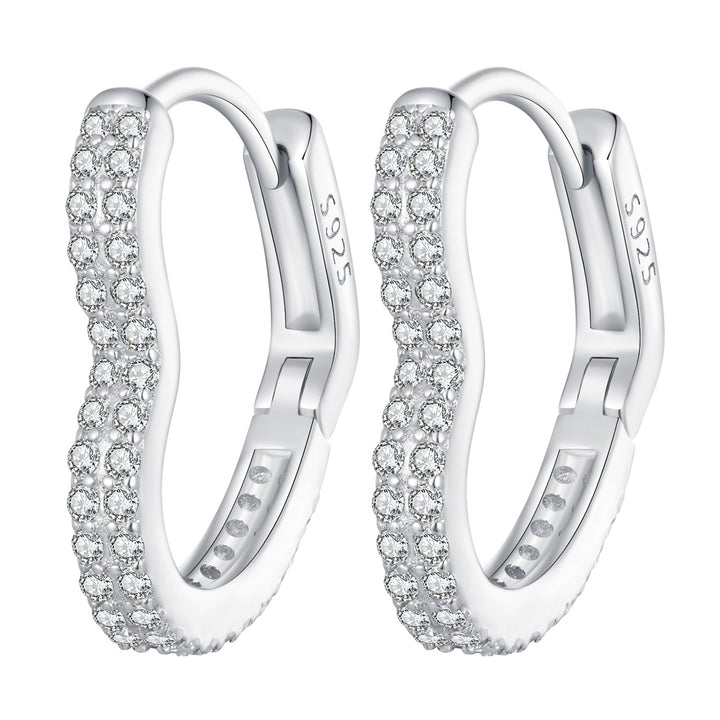 925 Sterling Silver Earrings with Cubic Zirconia in Platinum Finish