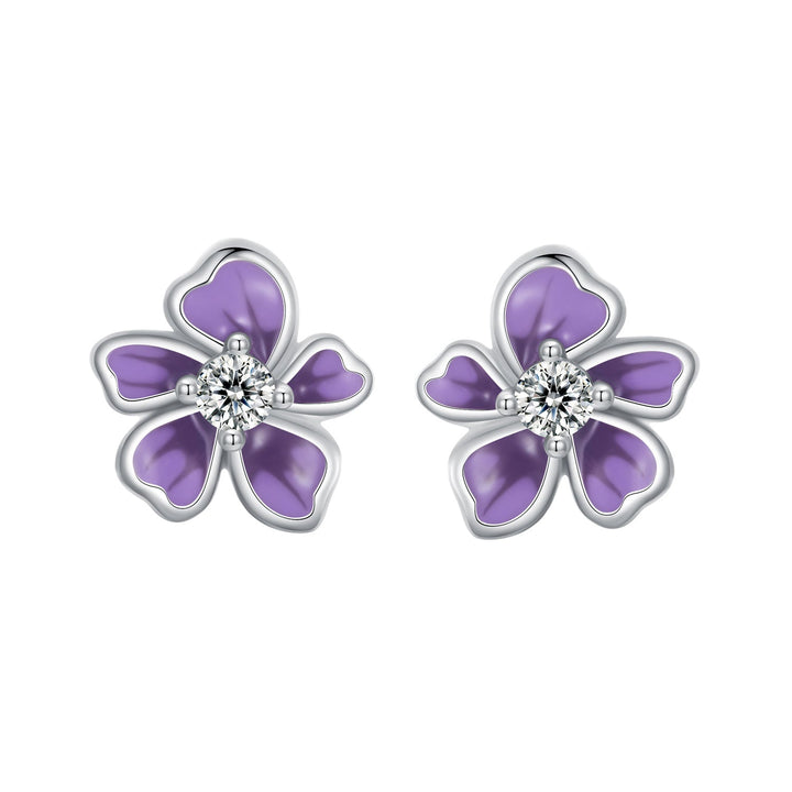 S925 Sterling Silver Plated Platinum Enamel Earrings for Women