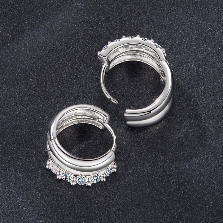 925 Sterling Silver Moissanite 0.06 Carat White Gold Plated Earrings for Women