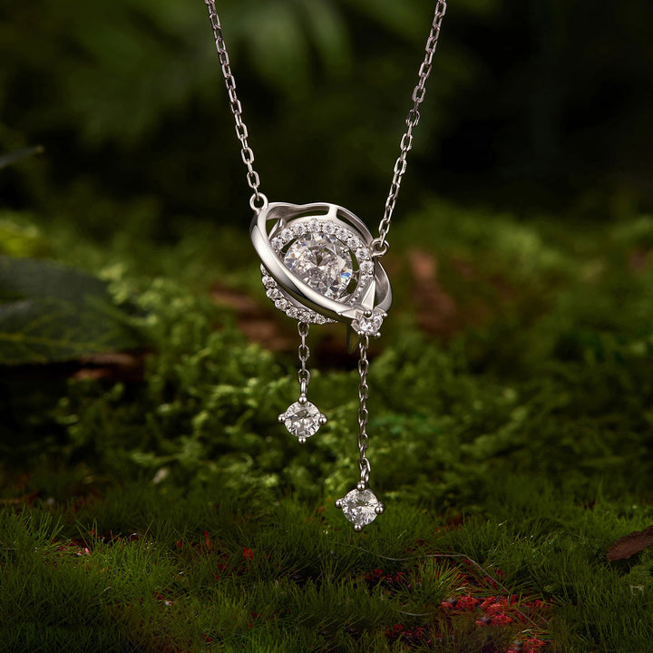925 Sterling Silver White Gold Plated Moissanite CZ Pavé 40+5cm Necklace for Women