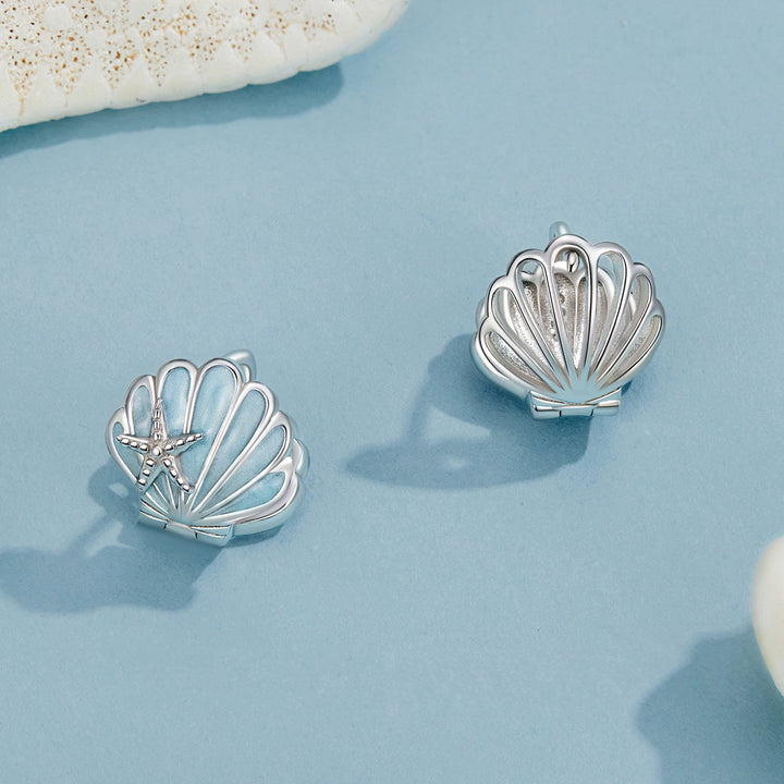925 Sterling Silver White Gold Plated Enamel Earrings for Women 11x11mm