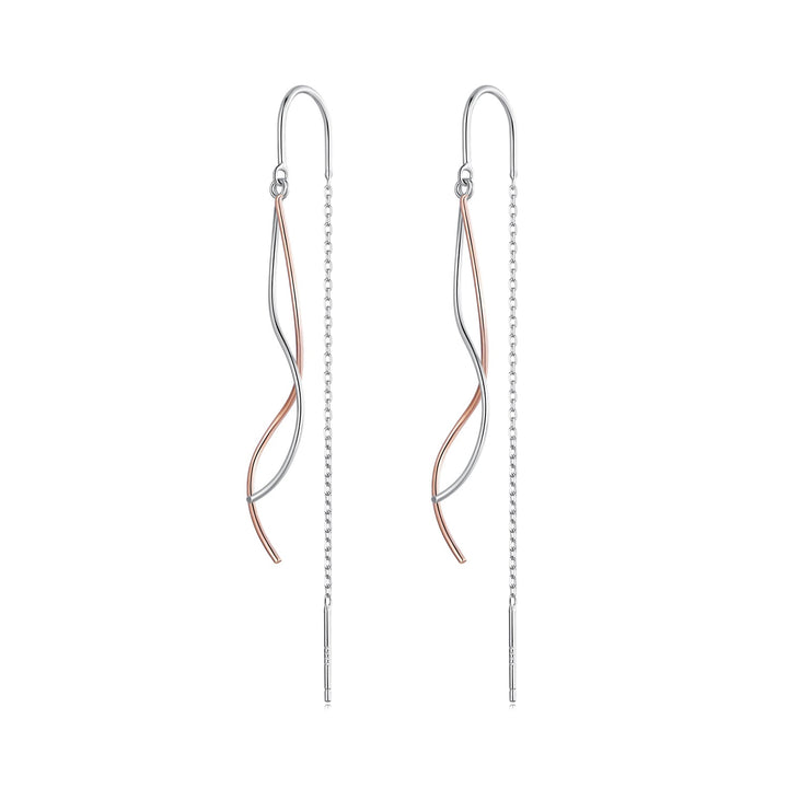 925 Sterling Silver Earrings 56*10mm Plated Platinum Rose Gold for Women