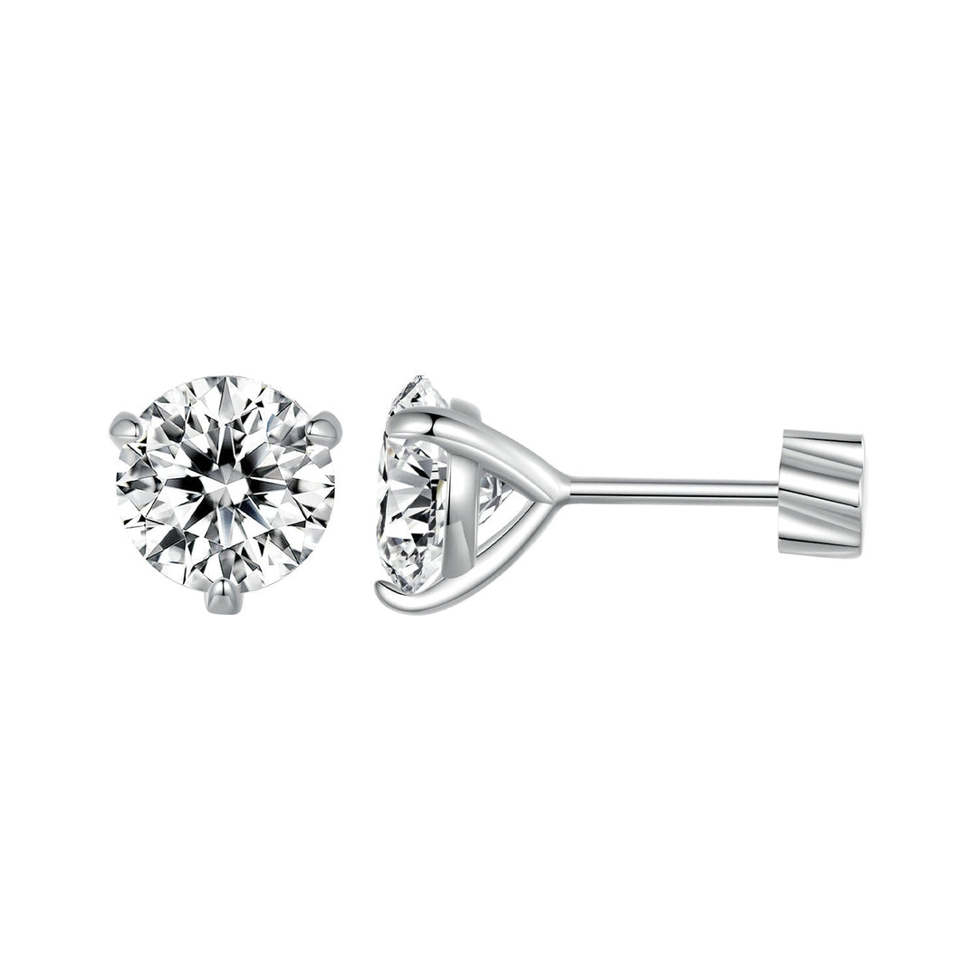 925 Sterling Silver Moissanite Earring 0.7cm White Gold Plated for Women