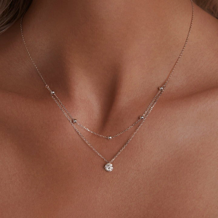 925 Sterling Silver Plated Platinum 5.0mm Moissanite Necklace for Women